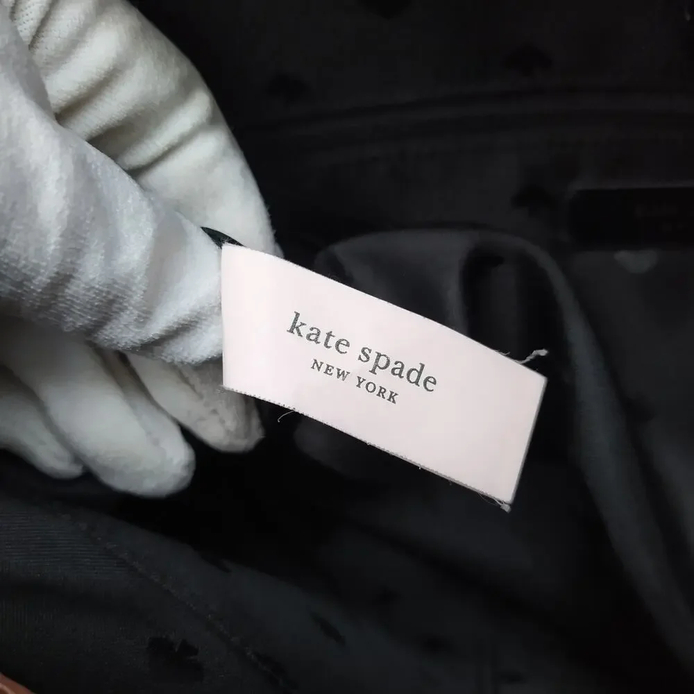 Kate Spade Dawn Sparrow Dusty Mauve Nylon Black Leather Satchel Shoulder Bag